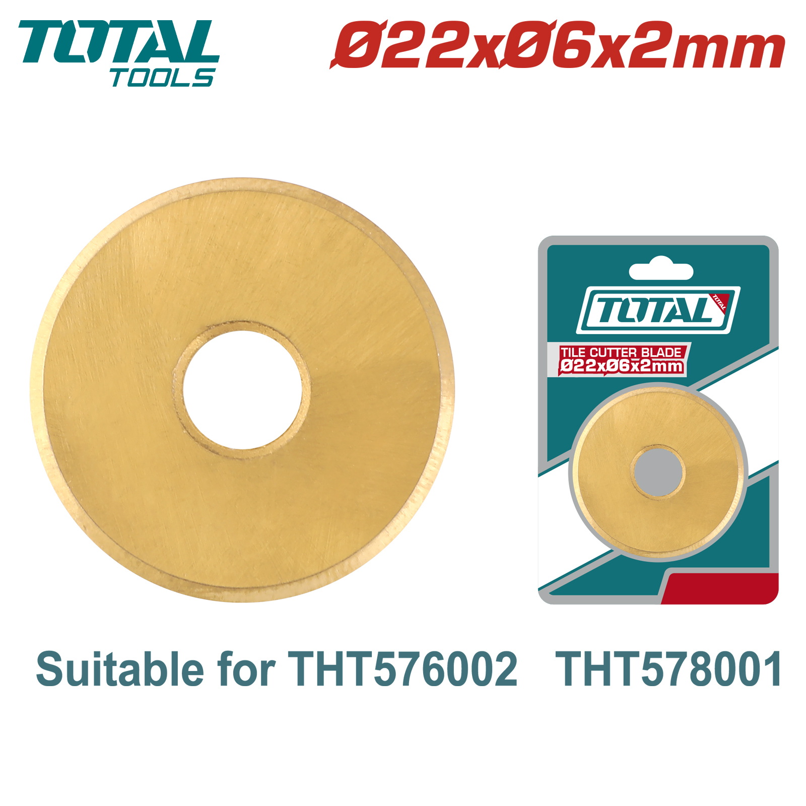 Ролик для плиткореза 22x6x2мм TOTAL THT576002B