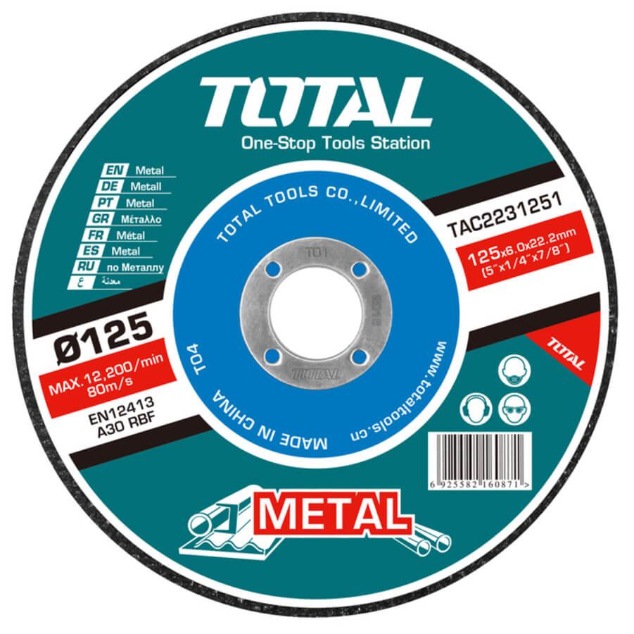 Круг шлифовальный 125х6х22,2 мм по металлу TOTAL TAC2231251