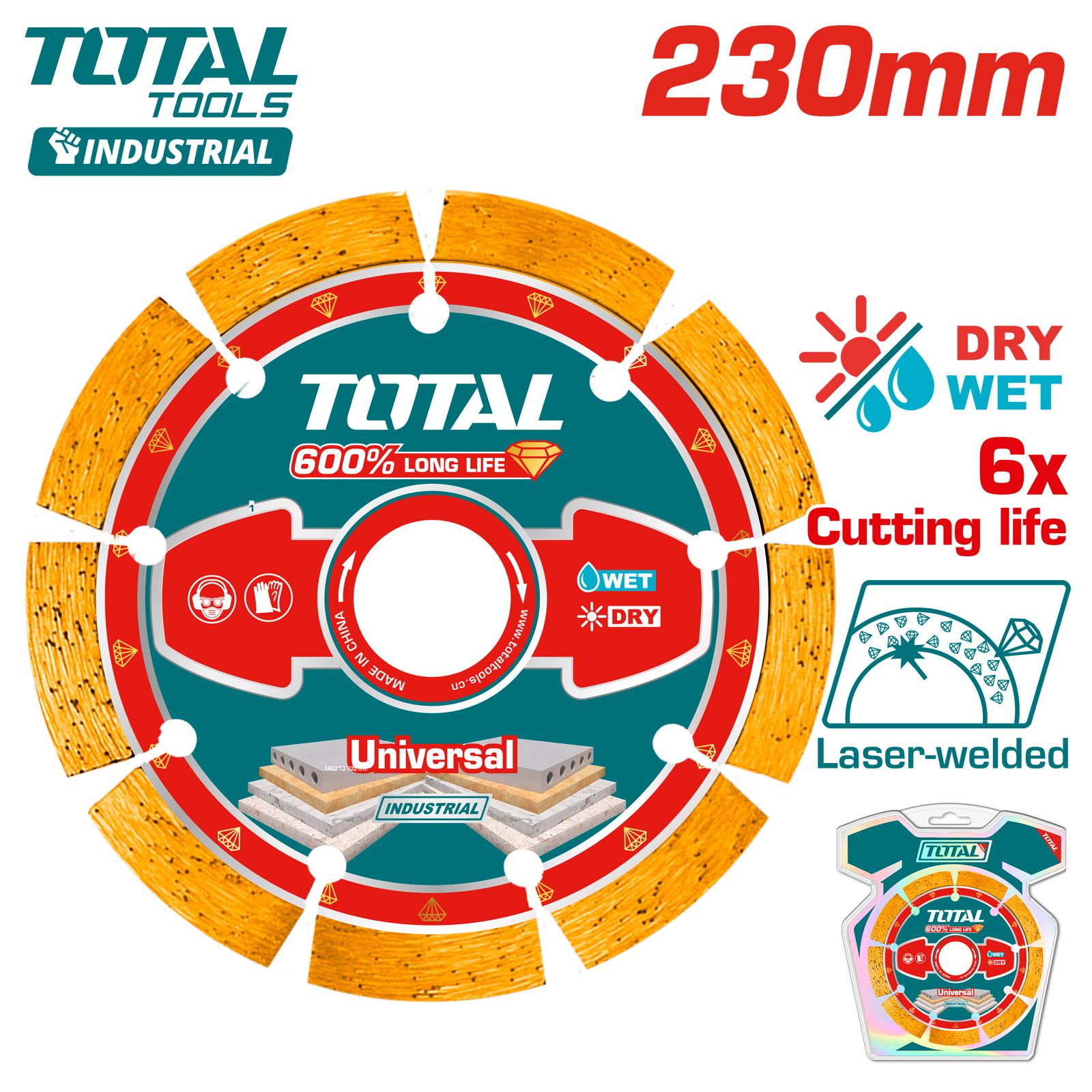 Диск алмазный 230 мм TOTAL TAC2172301