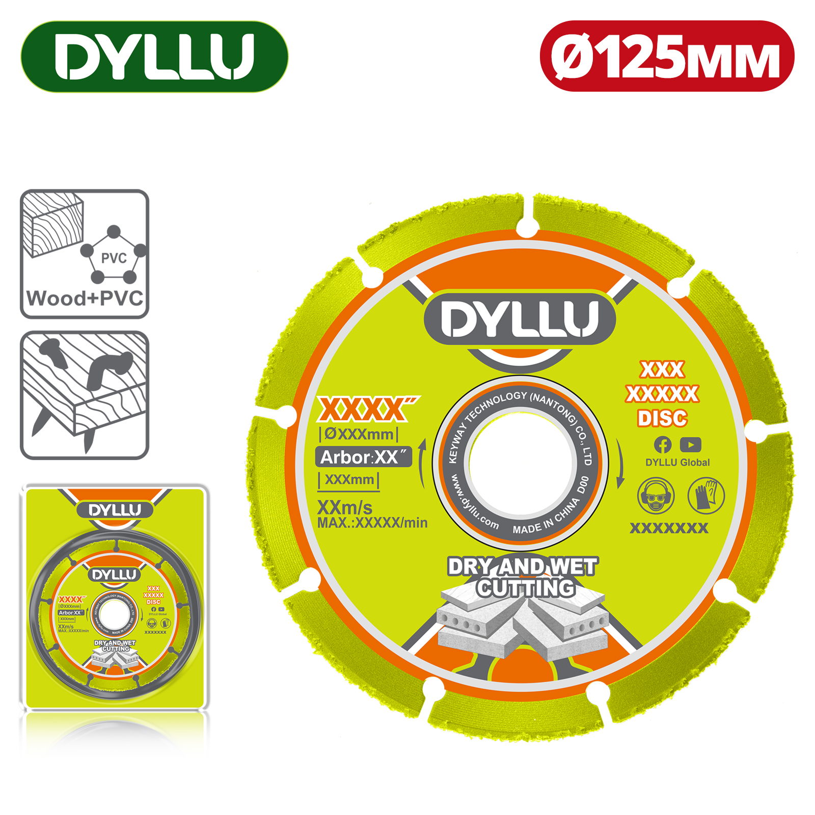 Диск твердосплавный по дереву (с гвоздями) 125x22,2 мм DYLLU DTCCD1K05