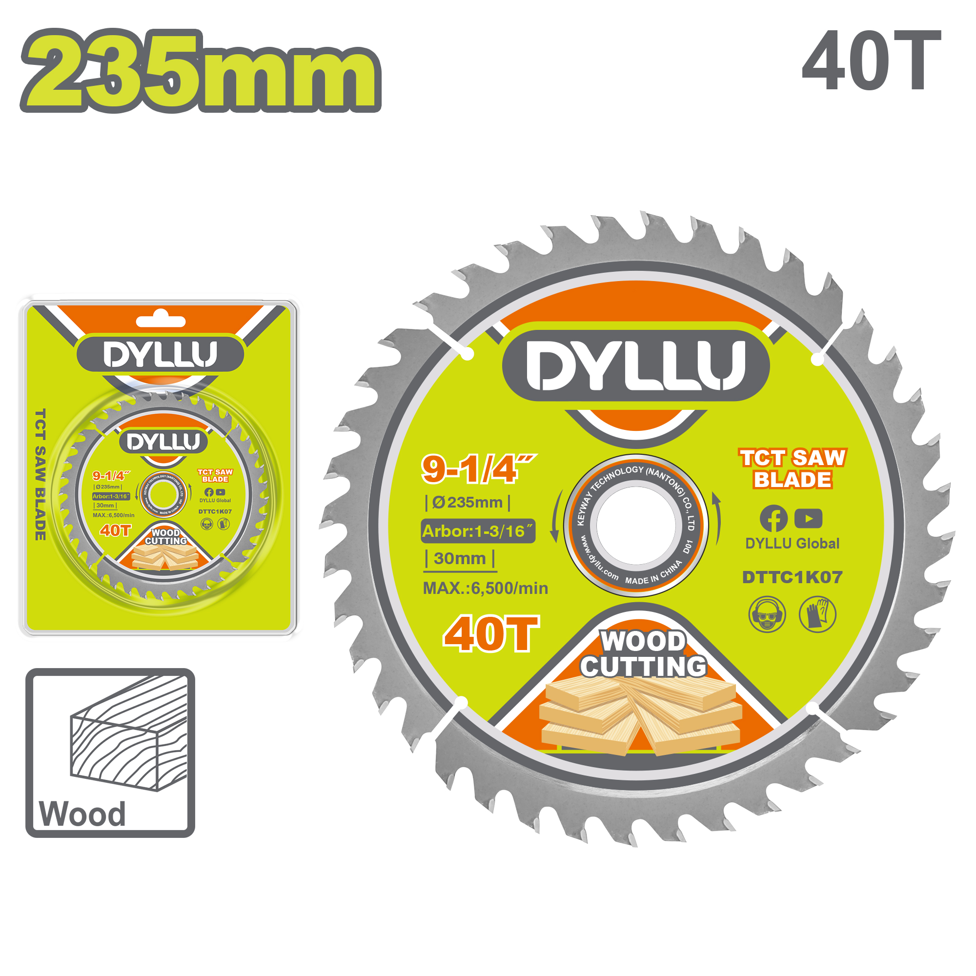Диск пильный 235x25,4 мм 40 зубьев по дереву DYLLU DTTC1K07