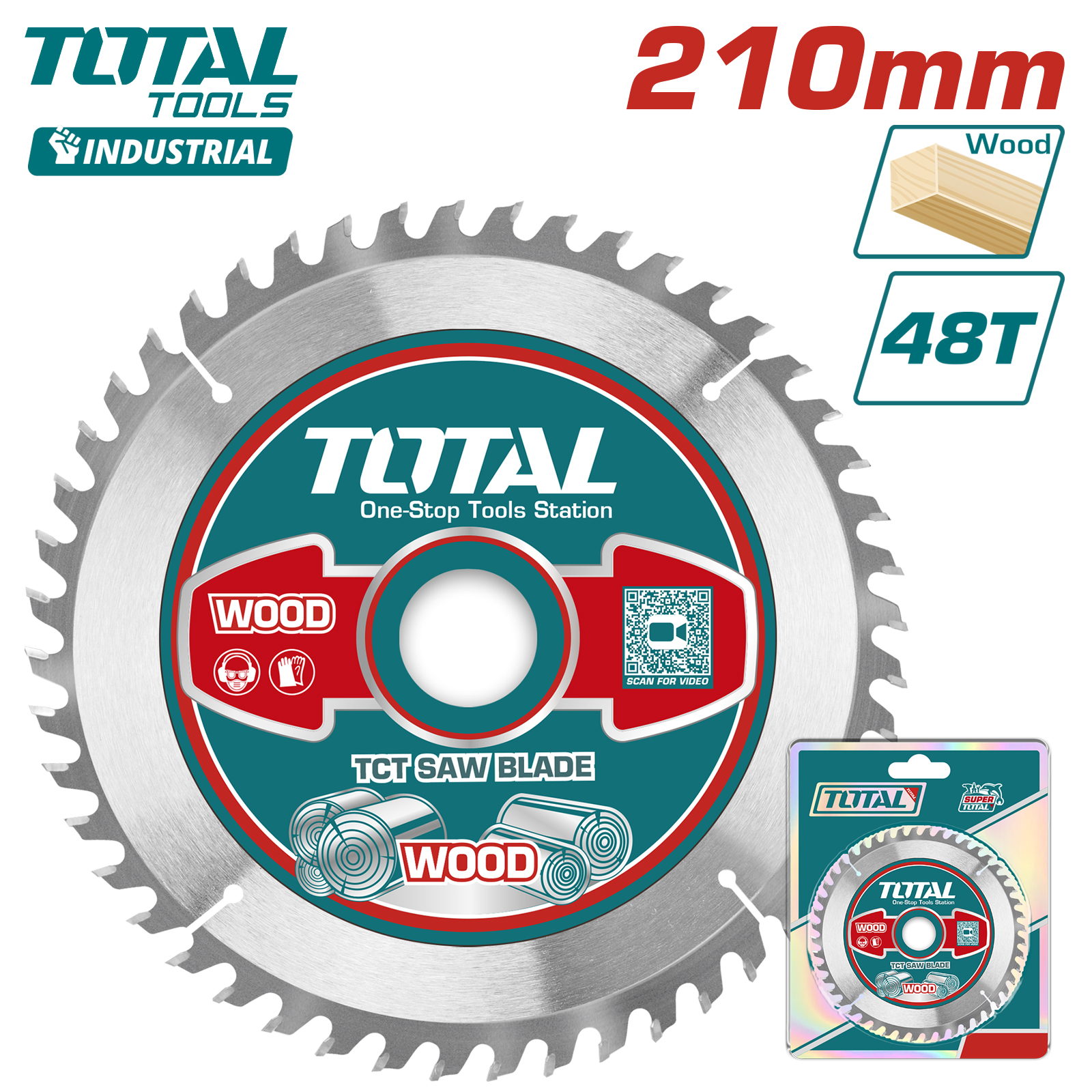 Диск пильный 210x30 мм 48T TOTAL TAC231522
