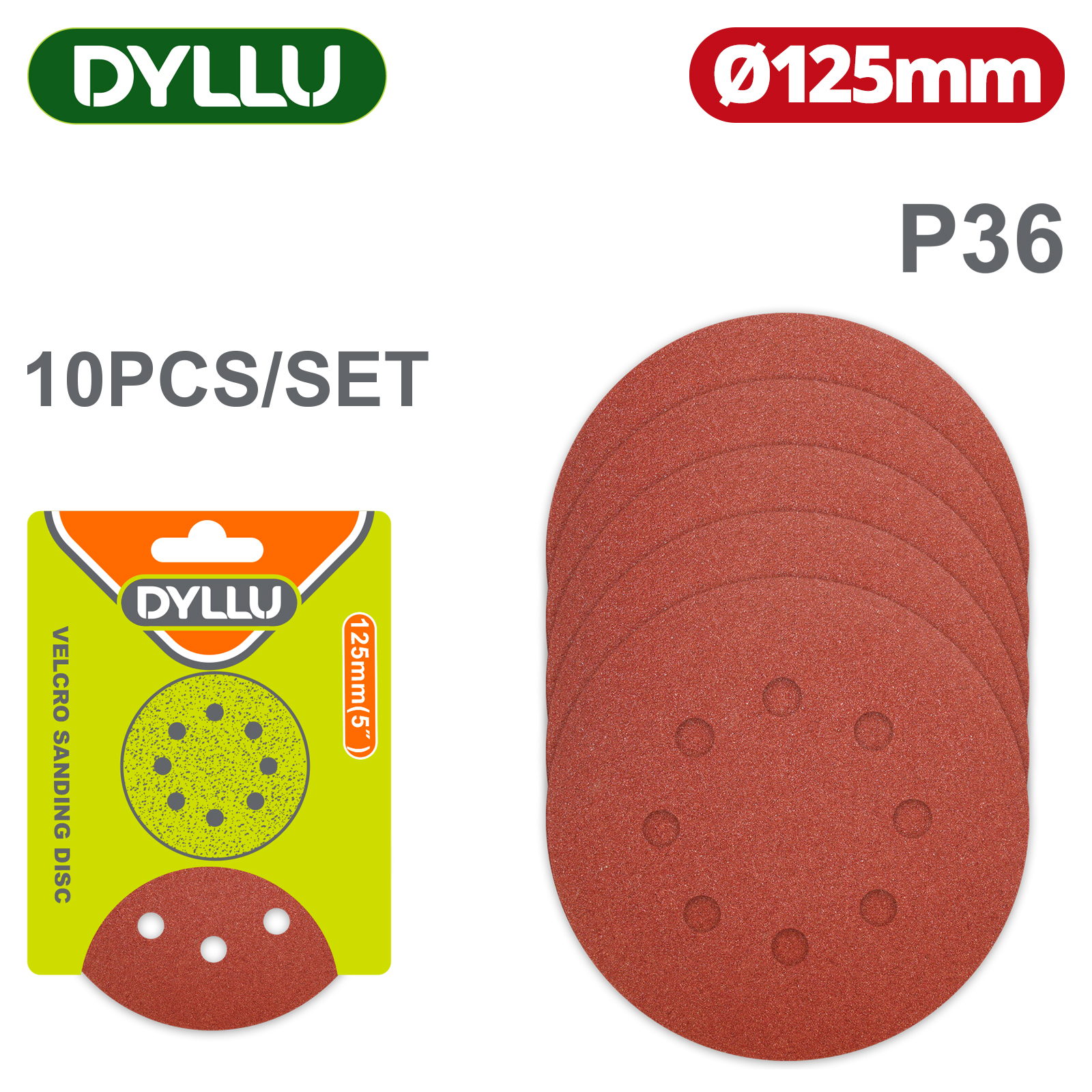 Шлифовальные круги 125мм P36 DYLLU DTZA5111 (10 шт)
