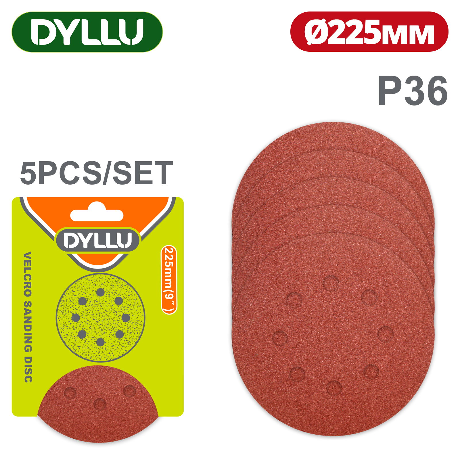 Шлифовальные круги 225 мм P36 DYLLU DTZA5151 (5 шт)
