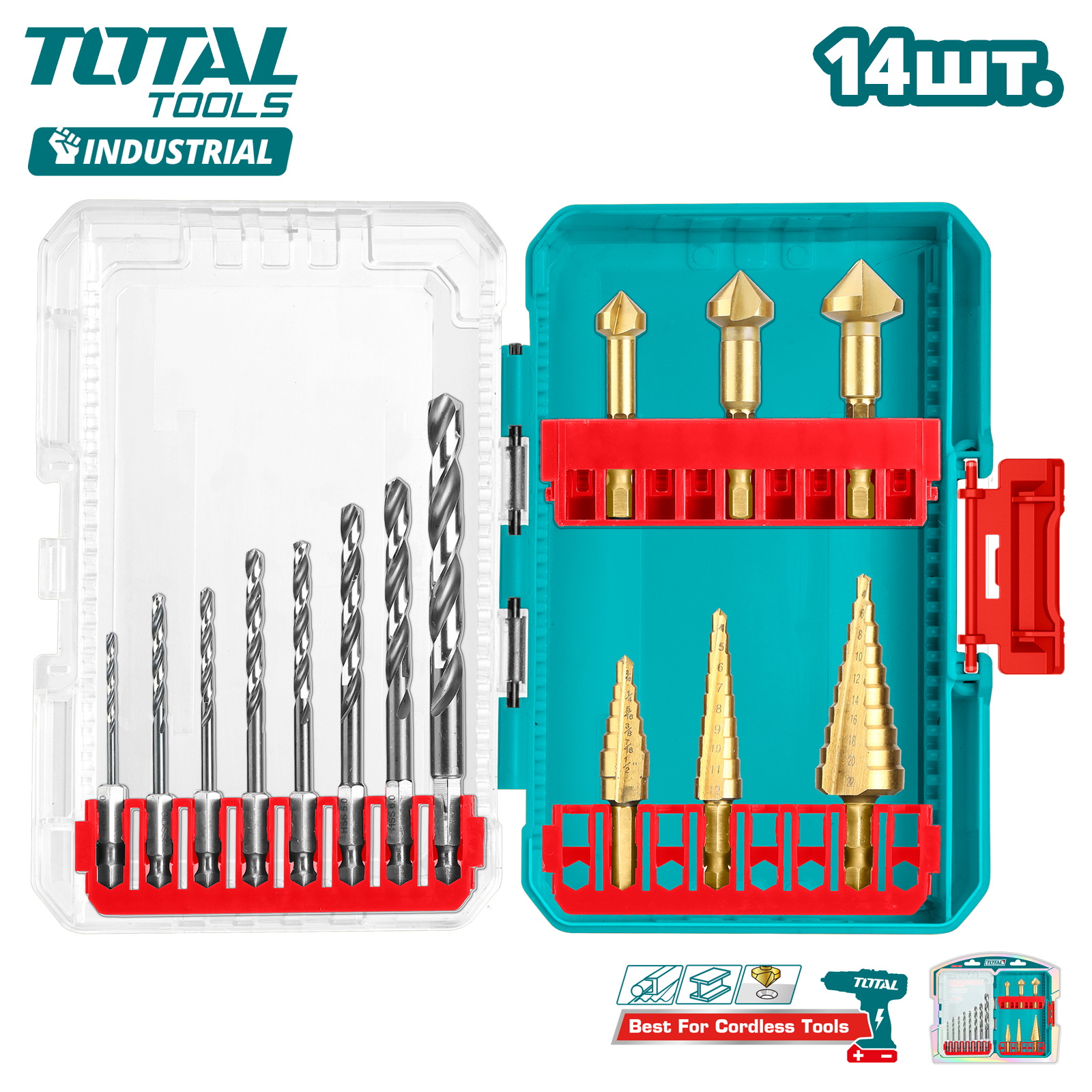 Набор сверл по металлу TOTAL TACSDL61401 (14 шт)