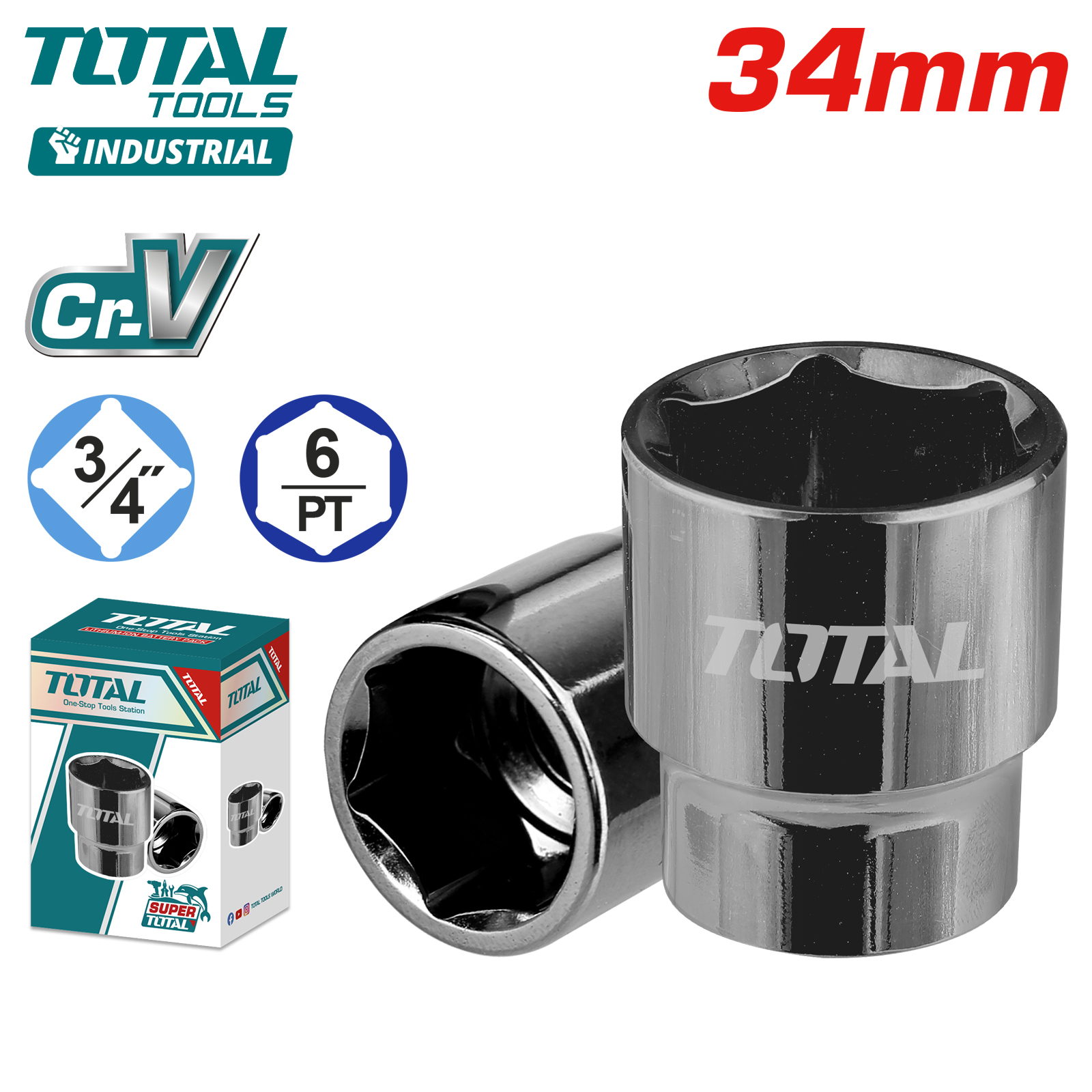 Торцевая головка 3/4 " 34мм TOTAL THHAST34341