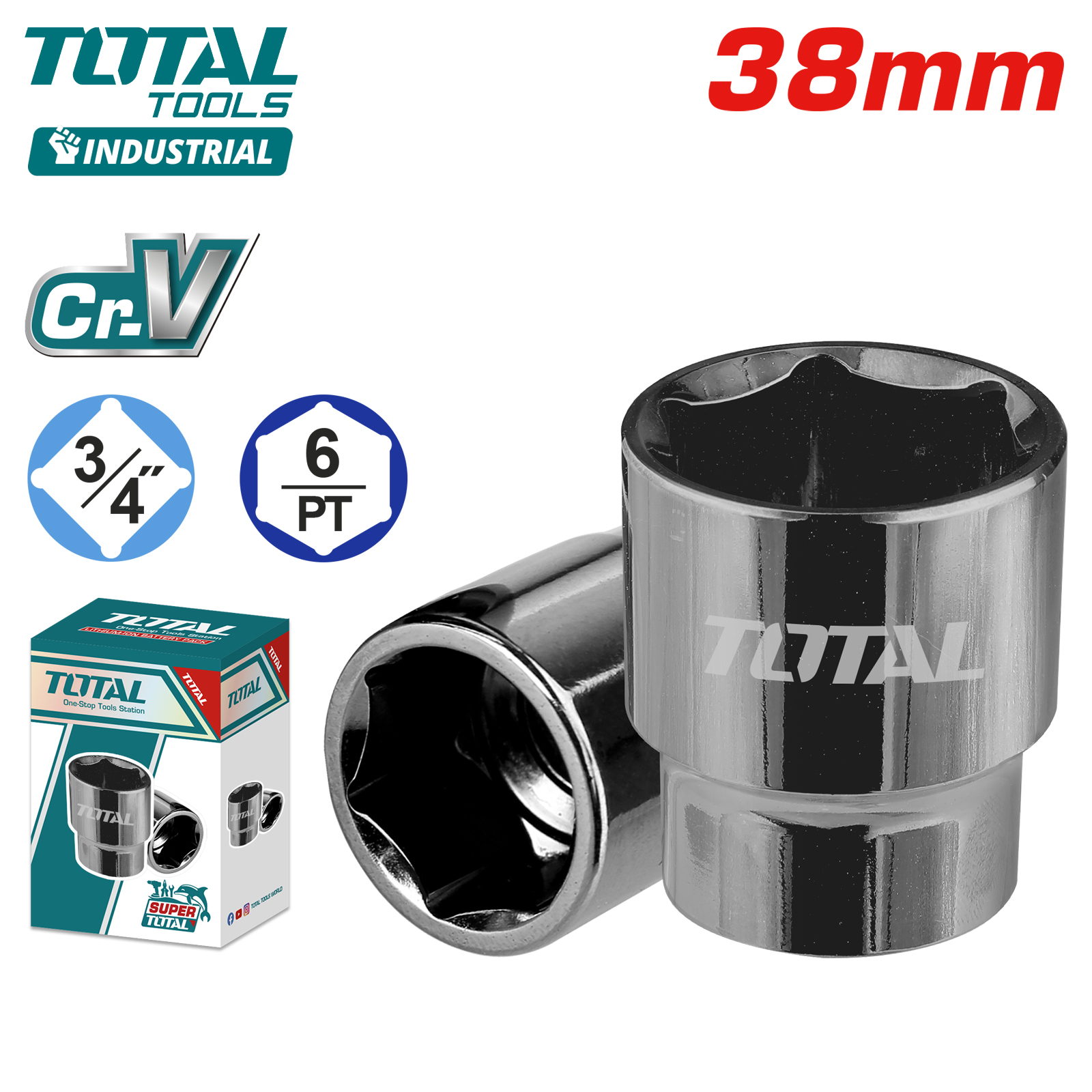 Торцевая головка 3/4 " 38мм TOTAL THHAST34381
