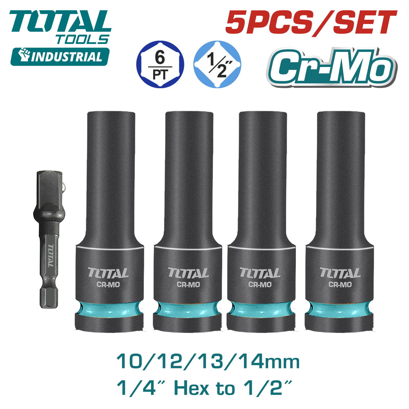 Набор ударных головок 1/2 " TOTAL THKISD12052L (5 шт)