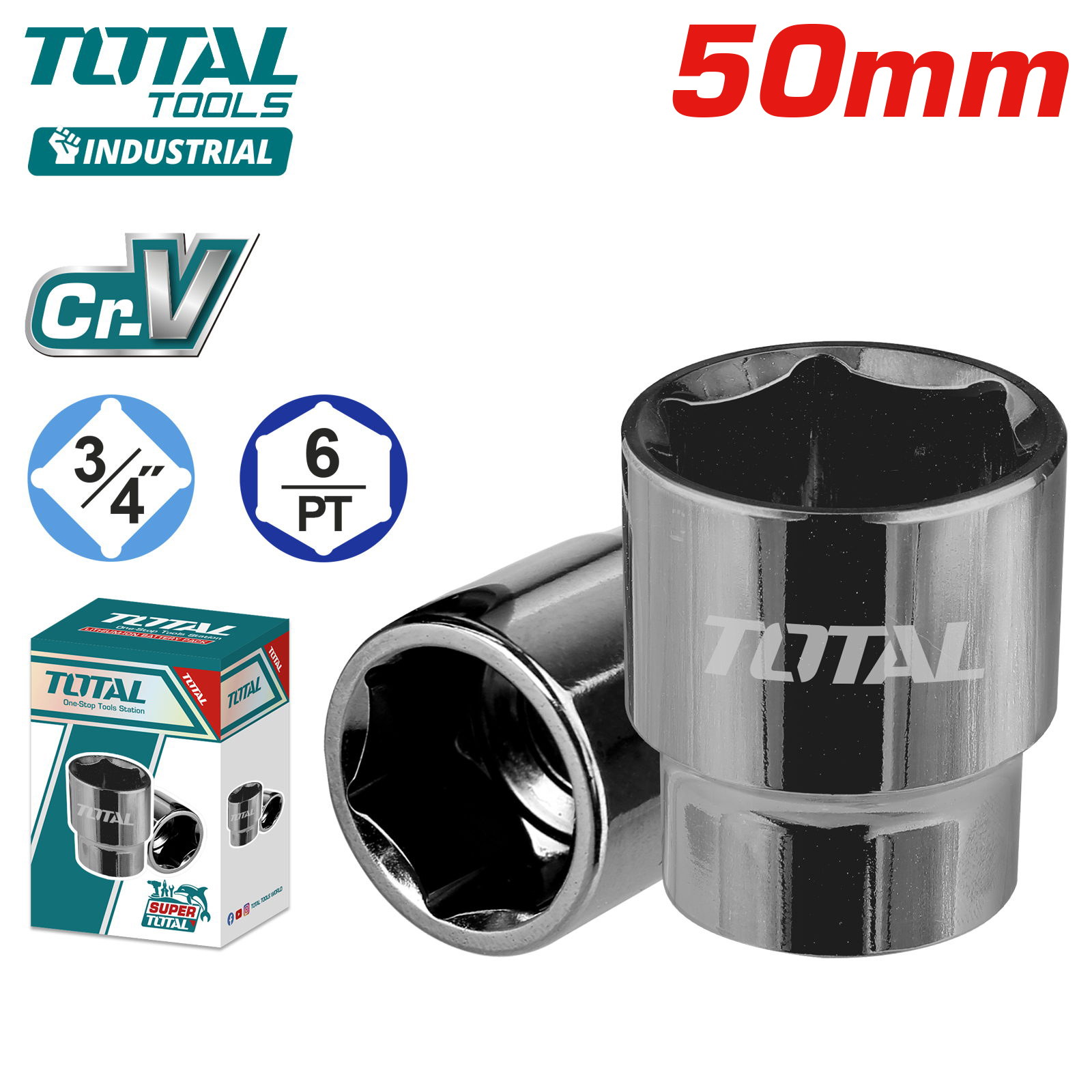 Торцевая головка 3/4 " 50мм TOTAL THHAST34501