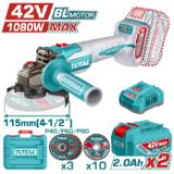 Углошлифмашина аккумуляторная TOTAL TAGLI4108112