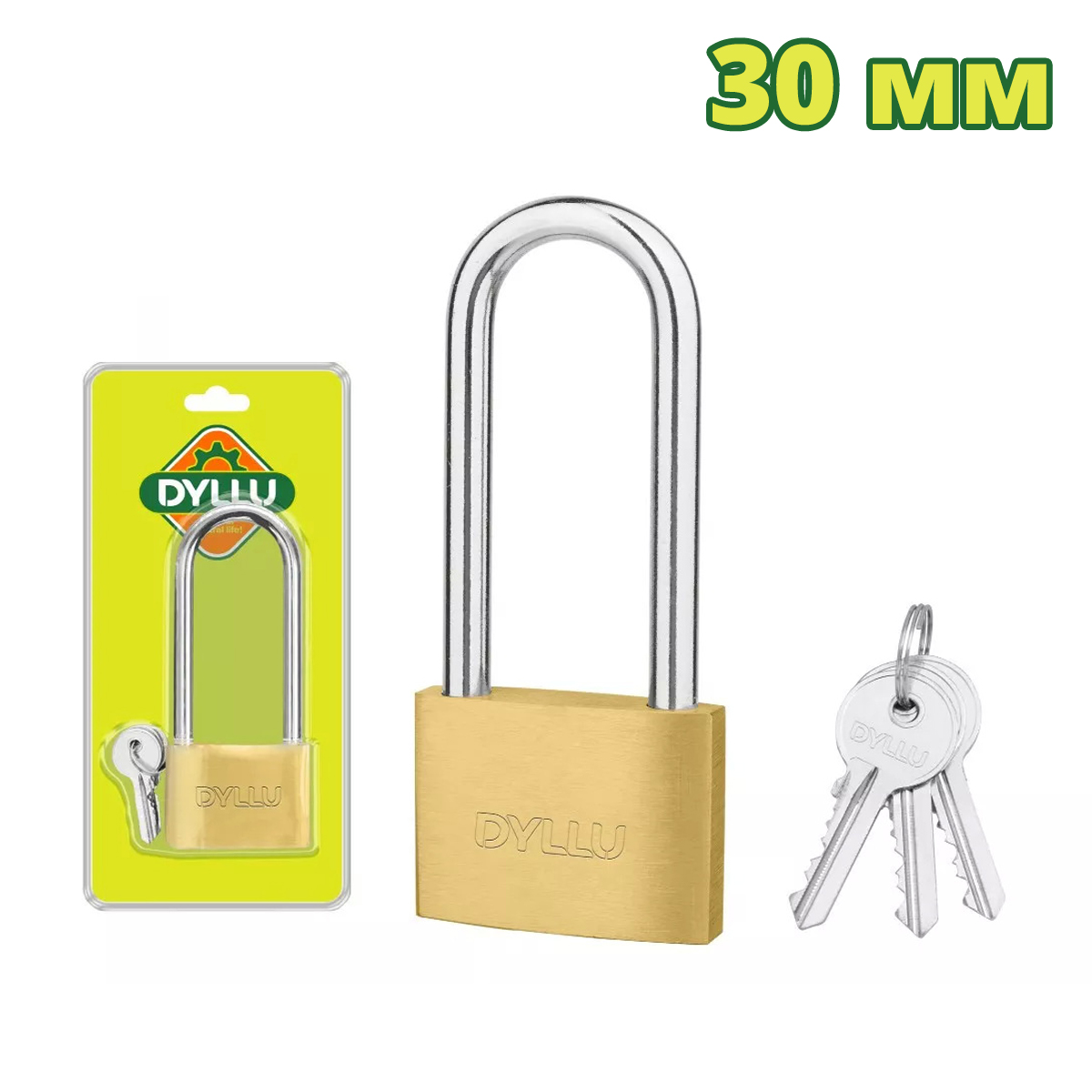 Замок латунный 30 мм с длинной дужкой DYLLU DTPD2430