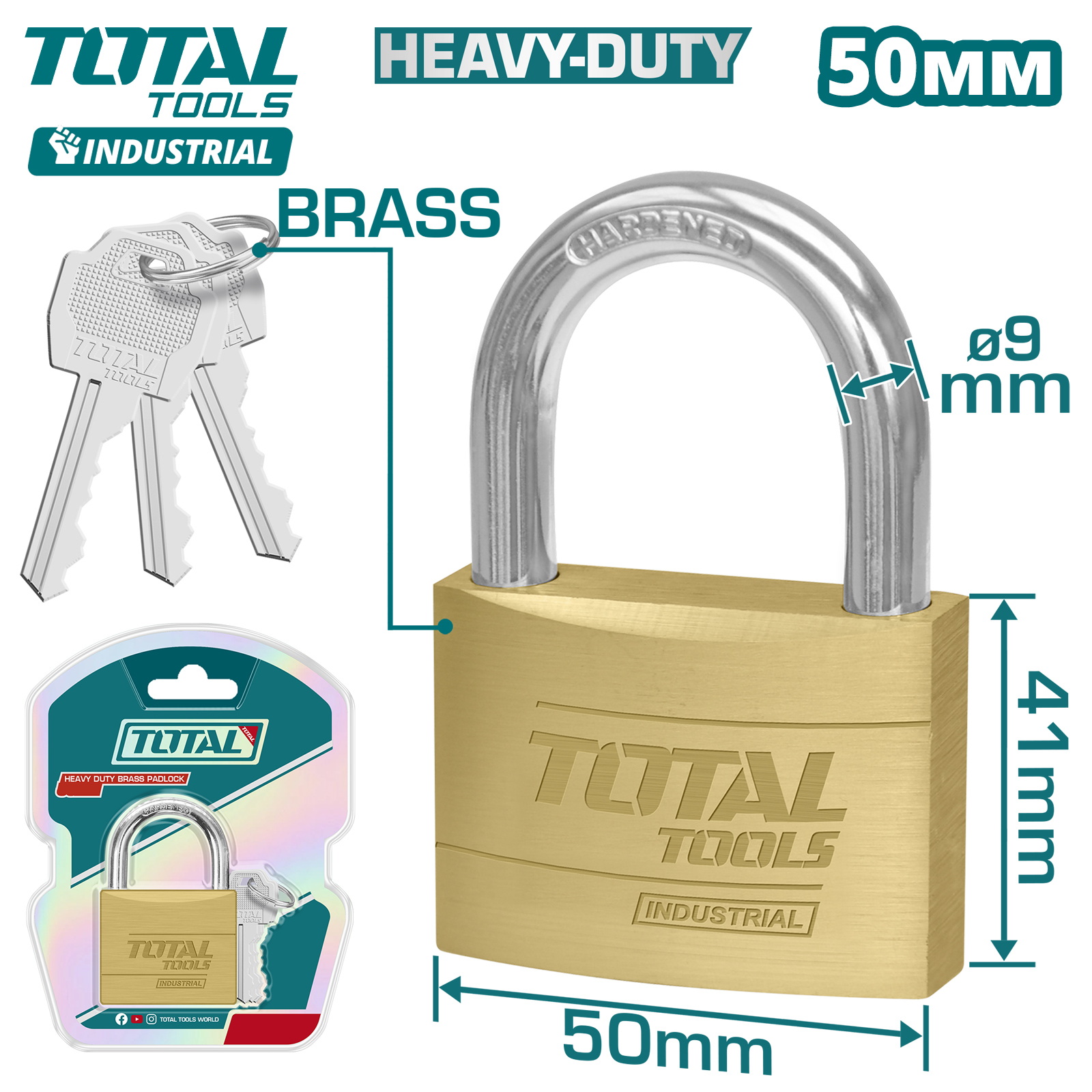 Замок навесной латунный 50мм TOTAL TLK32502