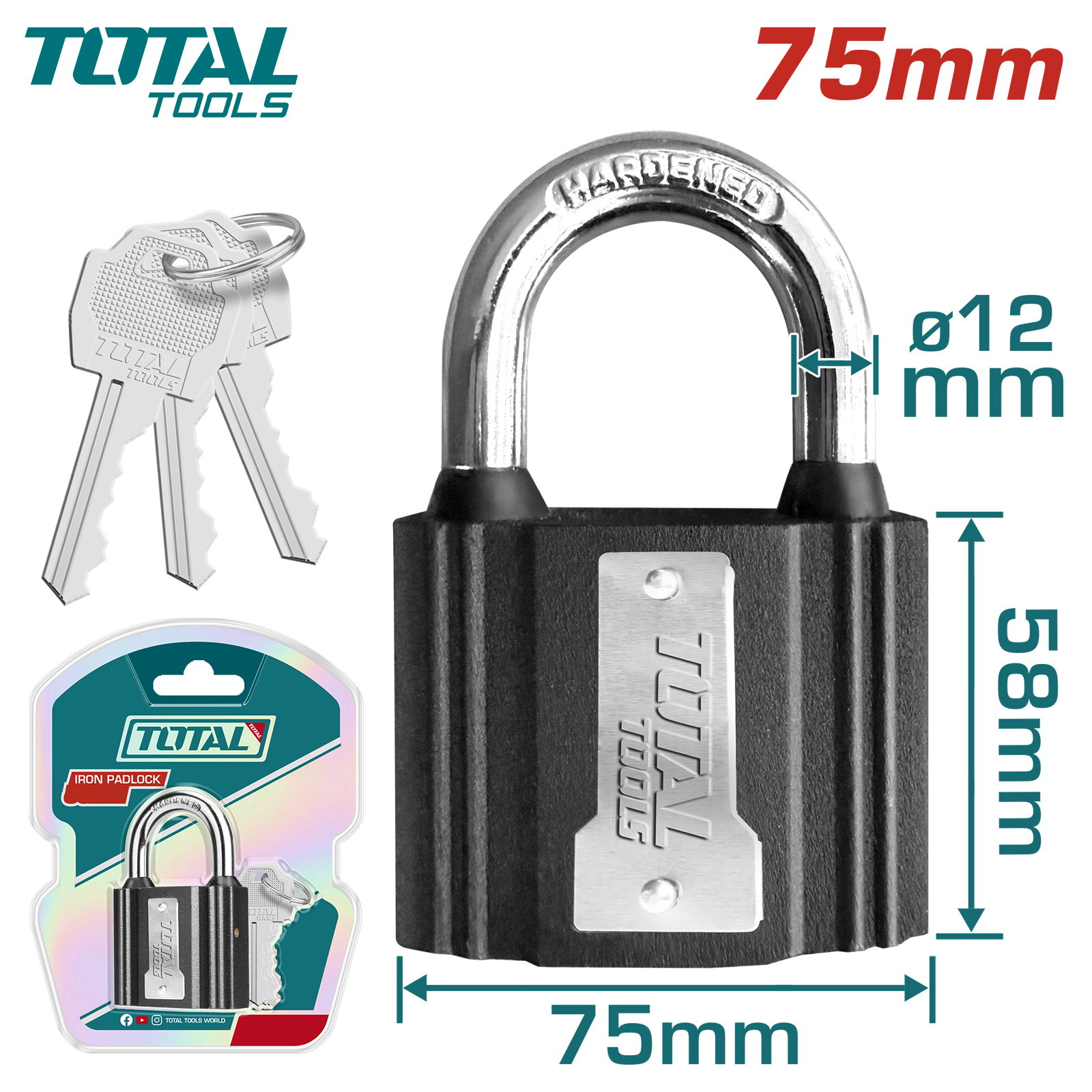 Замок навесной 75мм TOTAL TLK31751