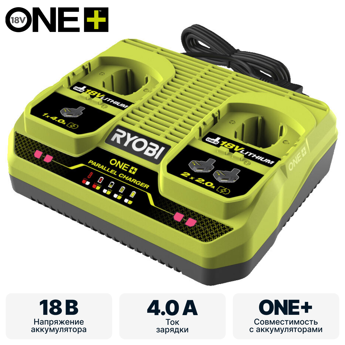 Зарядное устройство RYOBI RC18240 система ONE +