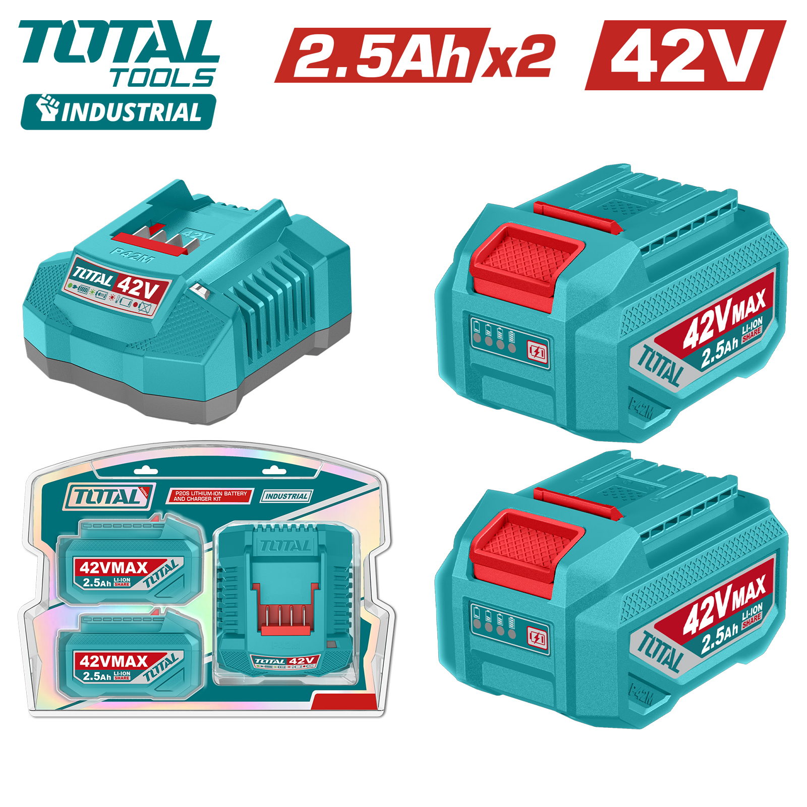 Аккумулятор (2) с зарядным устройством TOTAL TFBCPM25221