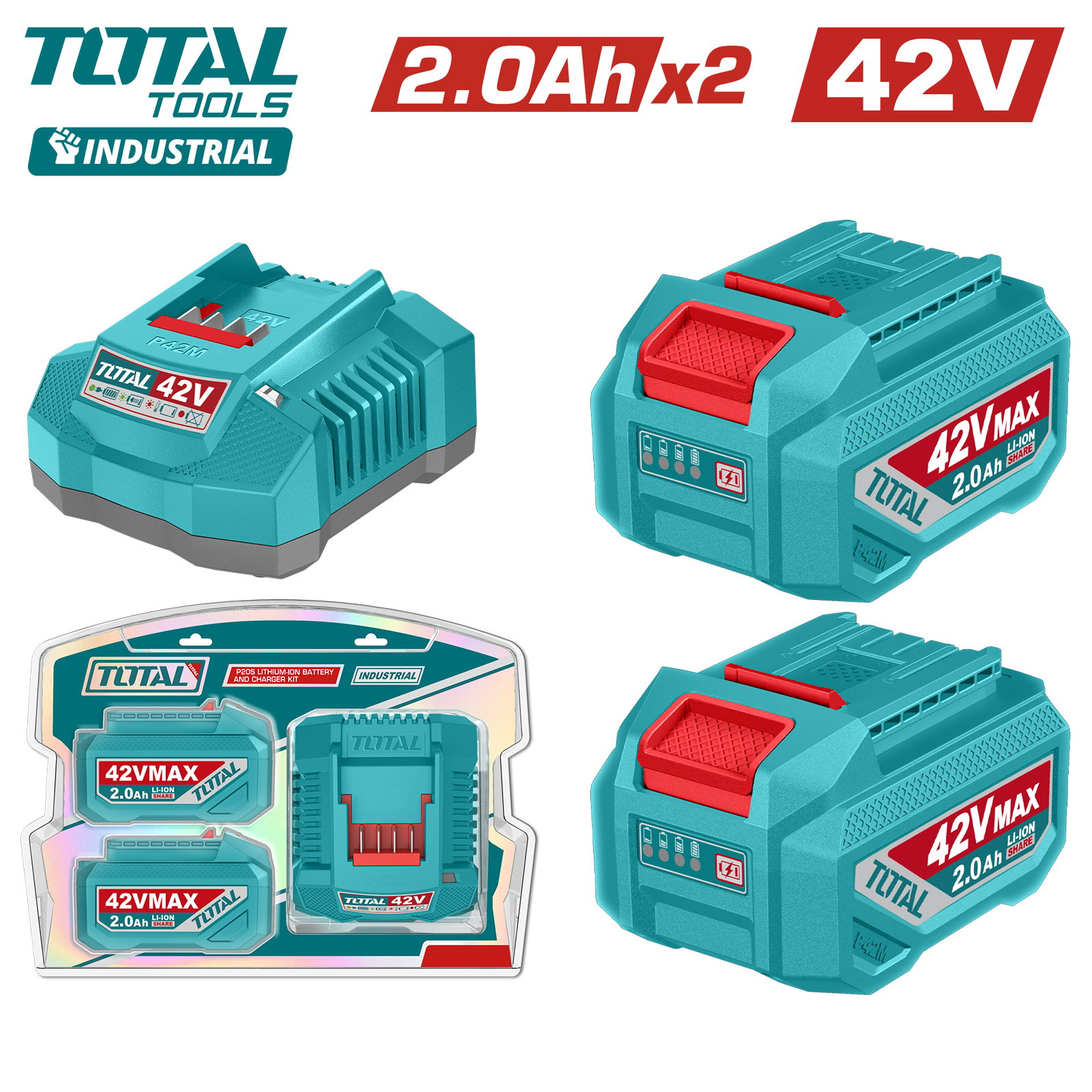 Аккумулятор (2) с зарядным устройством TOTAL TFBCPM20221