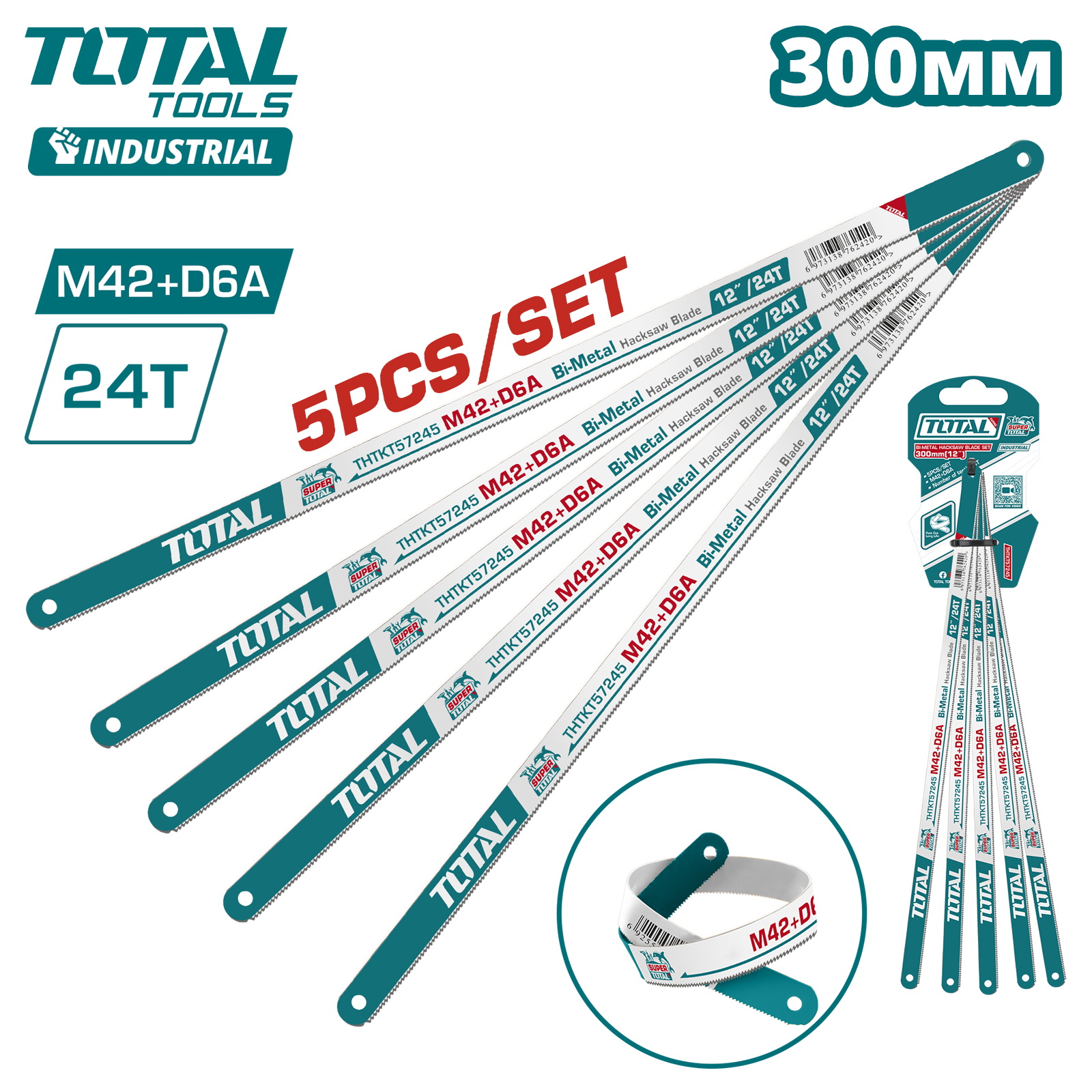 Полотно ножовочное биметаллическое 300 мм TOTAL THTKT57245 (5 шт)
