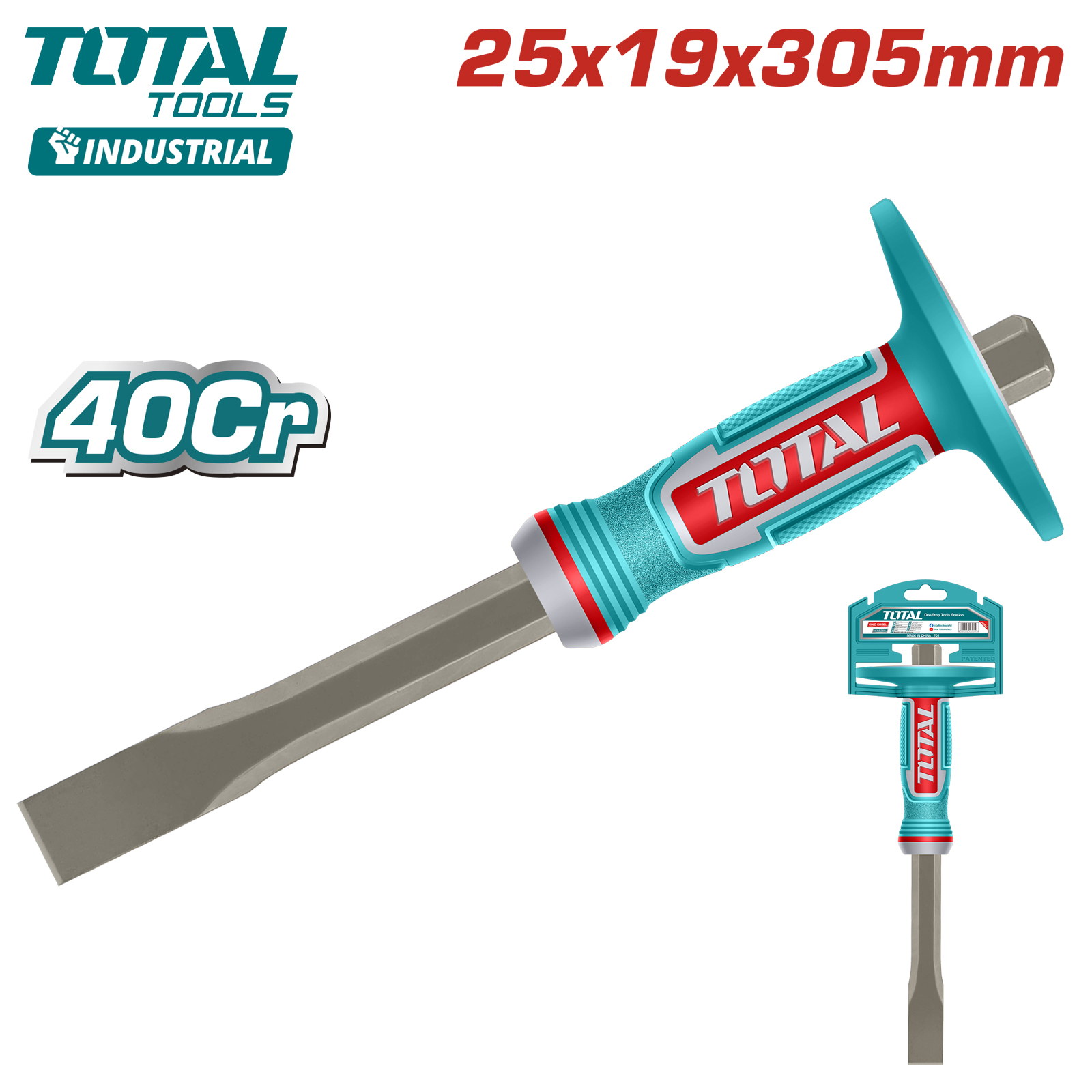 Зубило 25X19X305мм с протектором TOTAL THT4532519