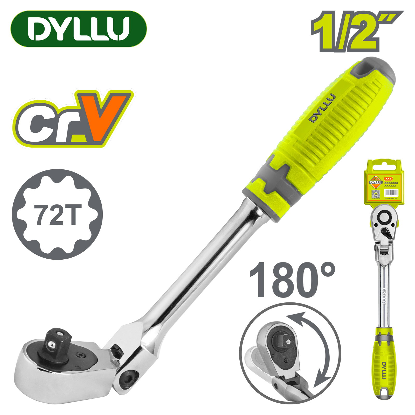Ключ-трещотка с шарниром 1/2 " DYLLU DTRW4212