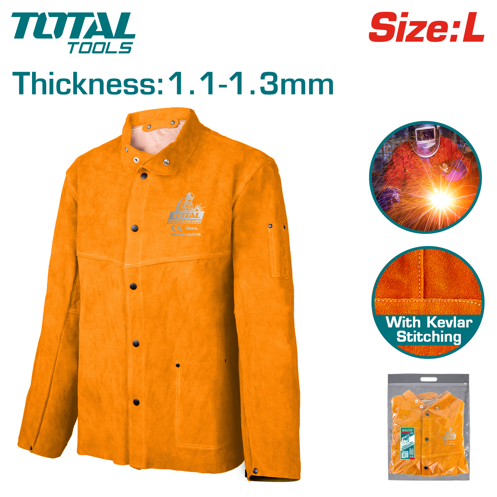 Куртка сварщика кожаный L TOTAL TSP20103