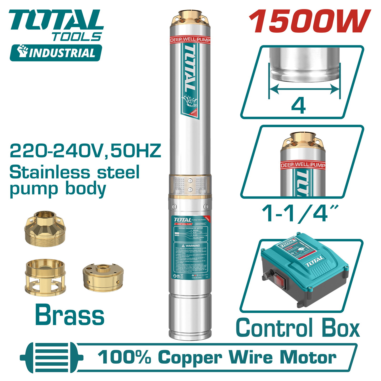 Насос погружной скважинный 4 " TOTAL TWP515006